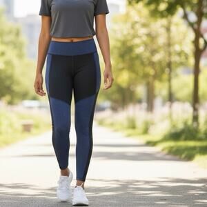 Outdoor Voices Size Small Leggings Blue Gray Pocket Workout Running Hiking